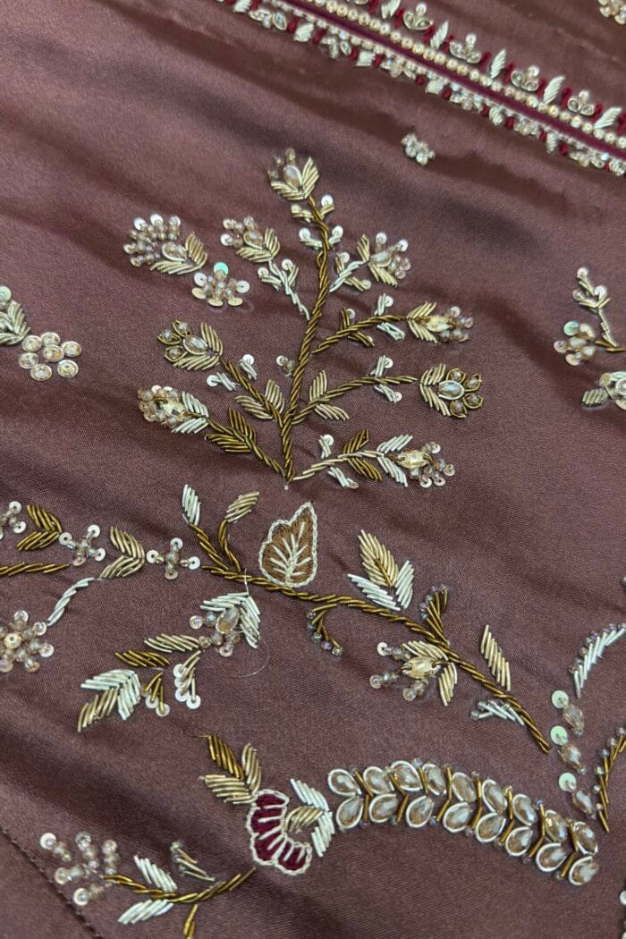 Mehrunisa – Cocoa Brown Zardozi Silk Formal by Ayzal Hassan