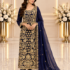 Shahmeerah – Navy Blue Zardozi Sheesha Silk Long Formal — AYZAL HASSAN