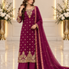 Gul Afroz – Magenta Handwork Sheesha Silk Palazzo Formal — AYZAL HASSAN