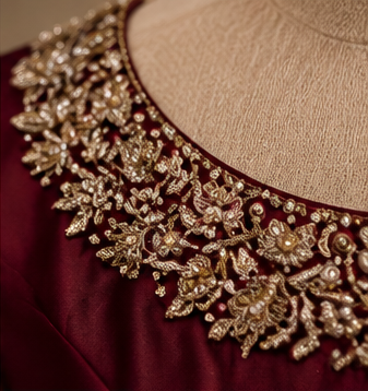 AYZAL HASSAN Maroon Dress Frame 4