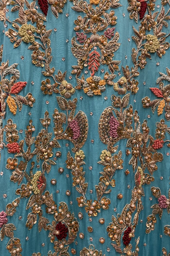 Zarveen – Turquoise Handwork Palazzo Formal — AYZAL HASSAN